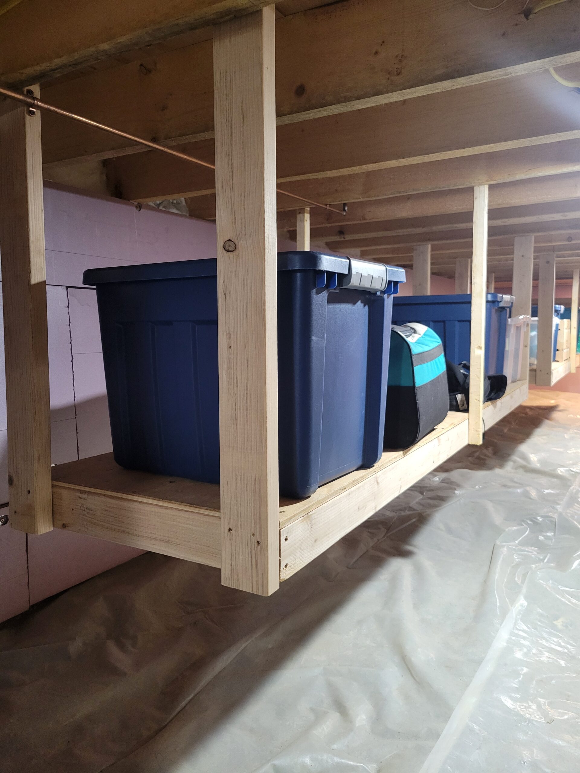 Crawlspace shelves